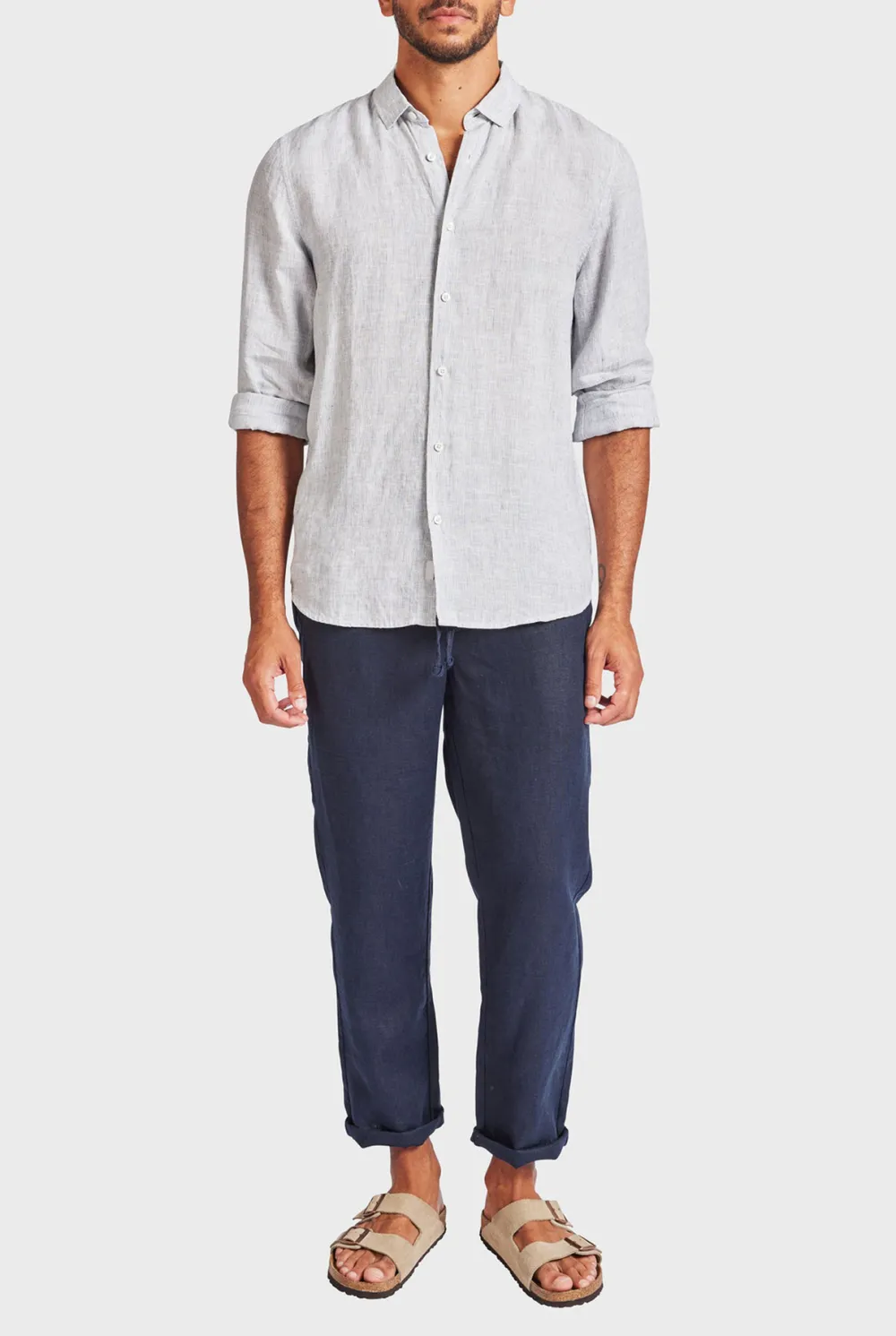 Black Linen Button Down Long Sleeve Shirt