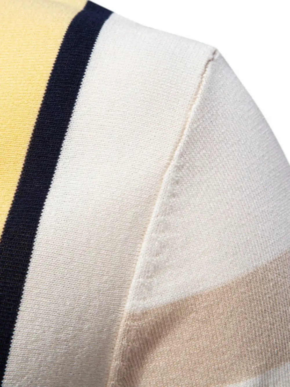 Striped Contrast-Stitch Knit Polo Shirt