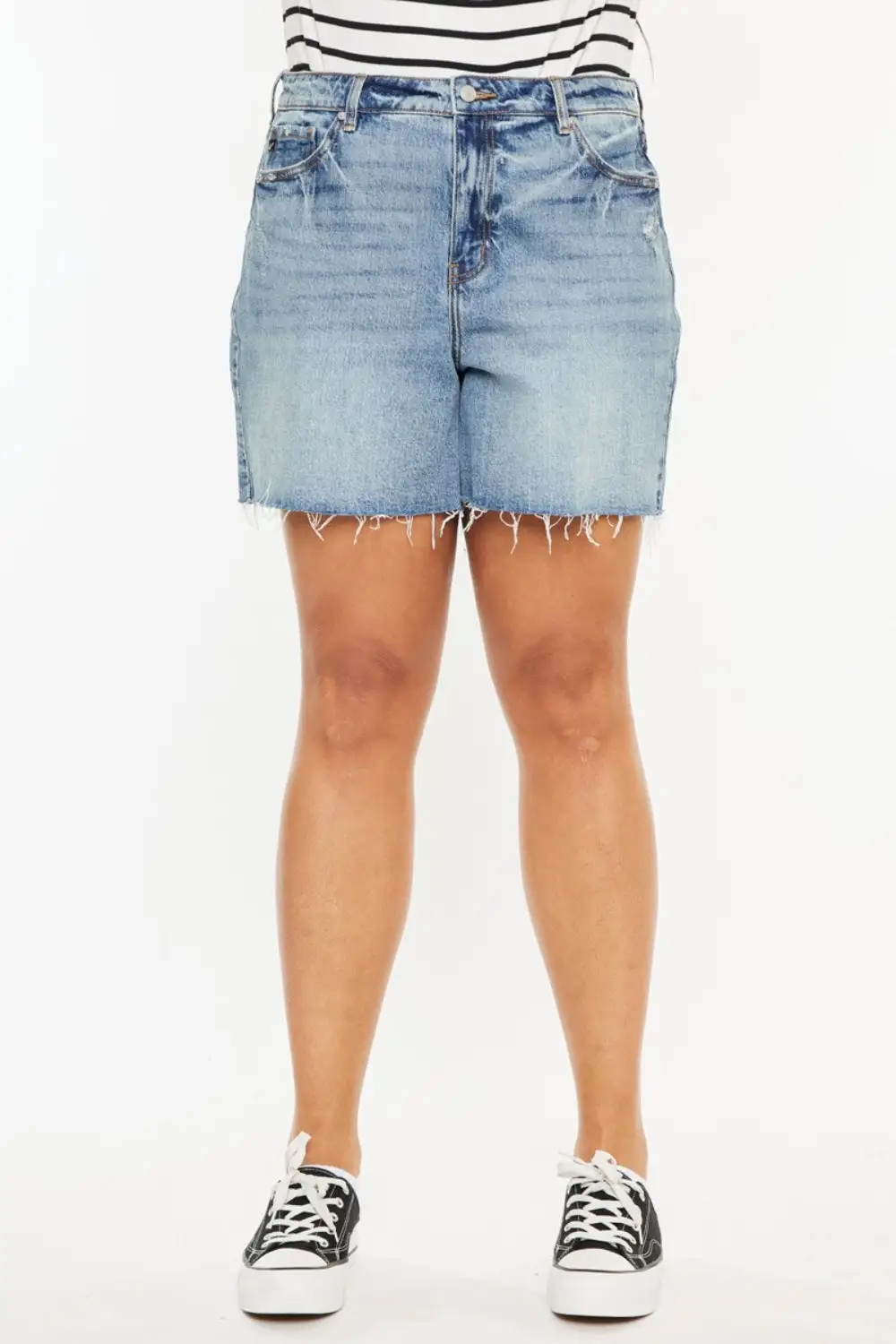 Full Size Raw Hem High Waist Denim Shorts