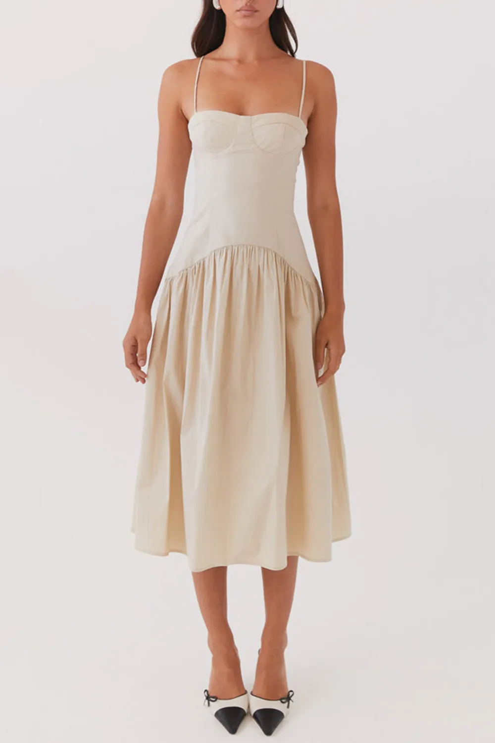 Yvette Corset Midi Dress - Desert Sage