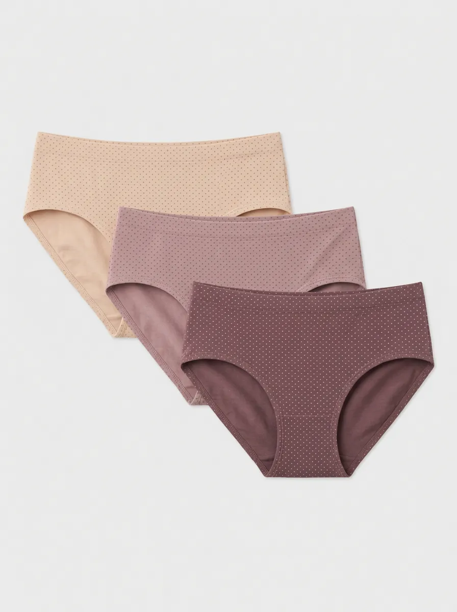 Women's Assorted Tonal Dot Patterned Briefs - of Three 3-Pack