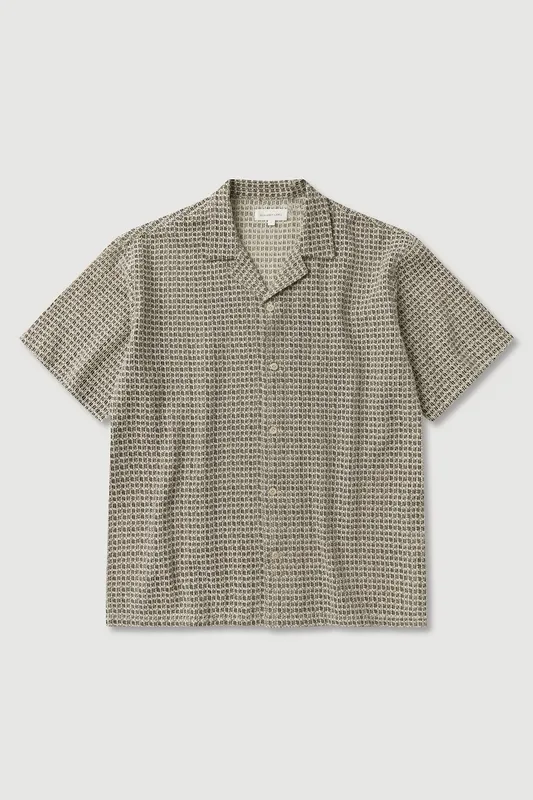 Cream & Black Textured Resort Shirt