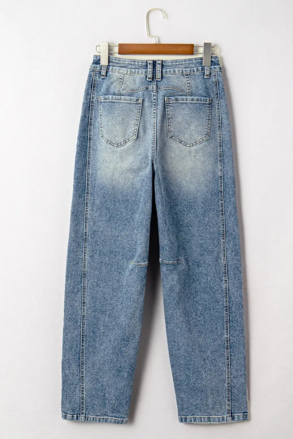 Seam Detail Washed Denim Jeans