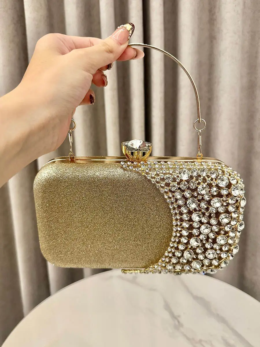 Asymmetric Geometric Rhinestone Crossbody Bag