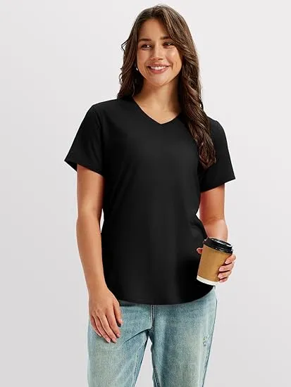Women'S Casual V-Neck Short-Sleeve T-Shirt - Four-Piece Set