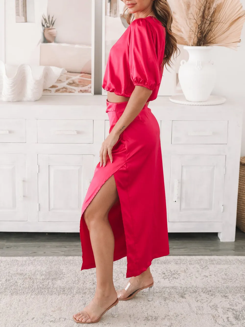 Short Sleeve Puff Top & Skirts Sets