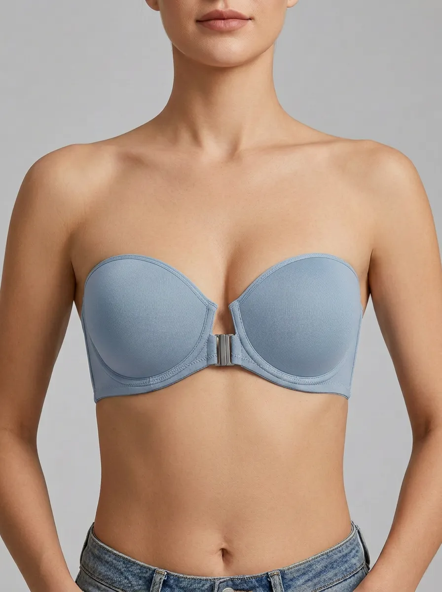 Women's Underwire Smooth-Finish Front-Closure Strapless Bra