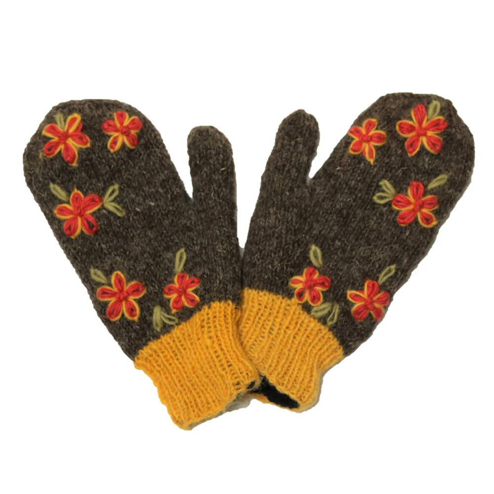 Sentro Mittens Embroidered Wool Mittens - SYNIROX