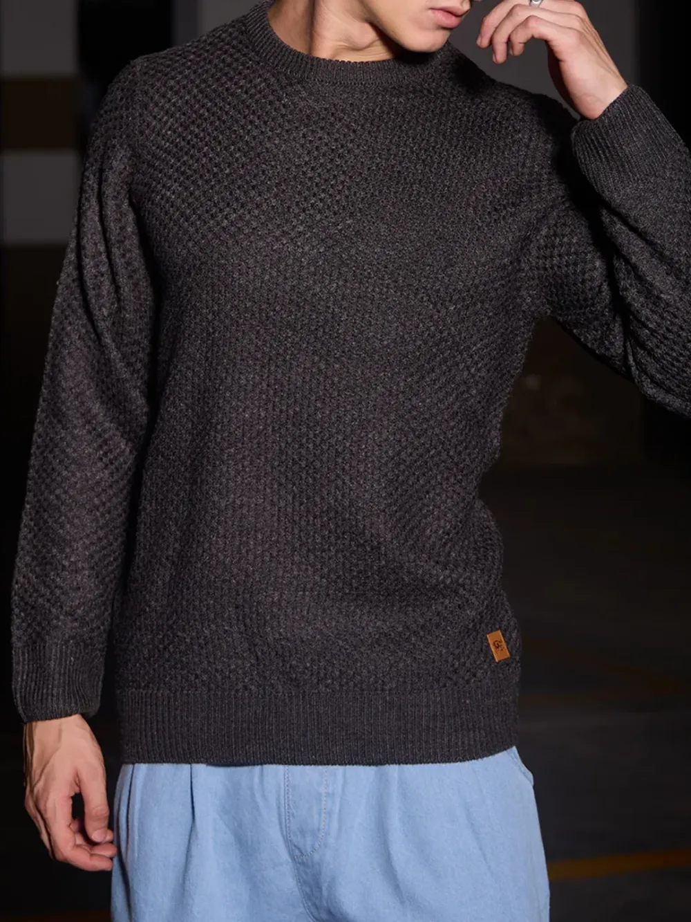 Black Knitted Pullover Sweater