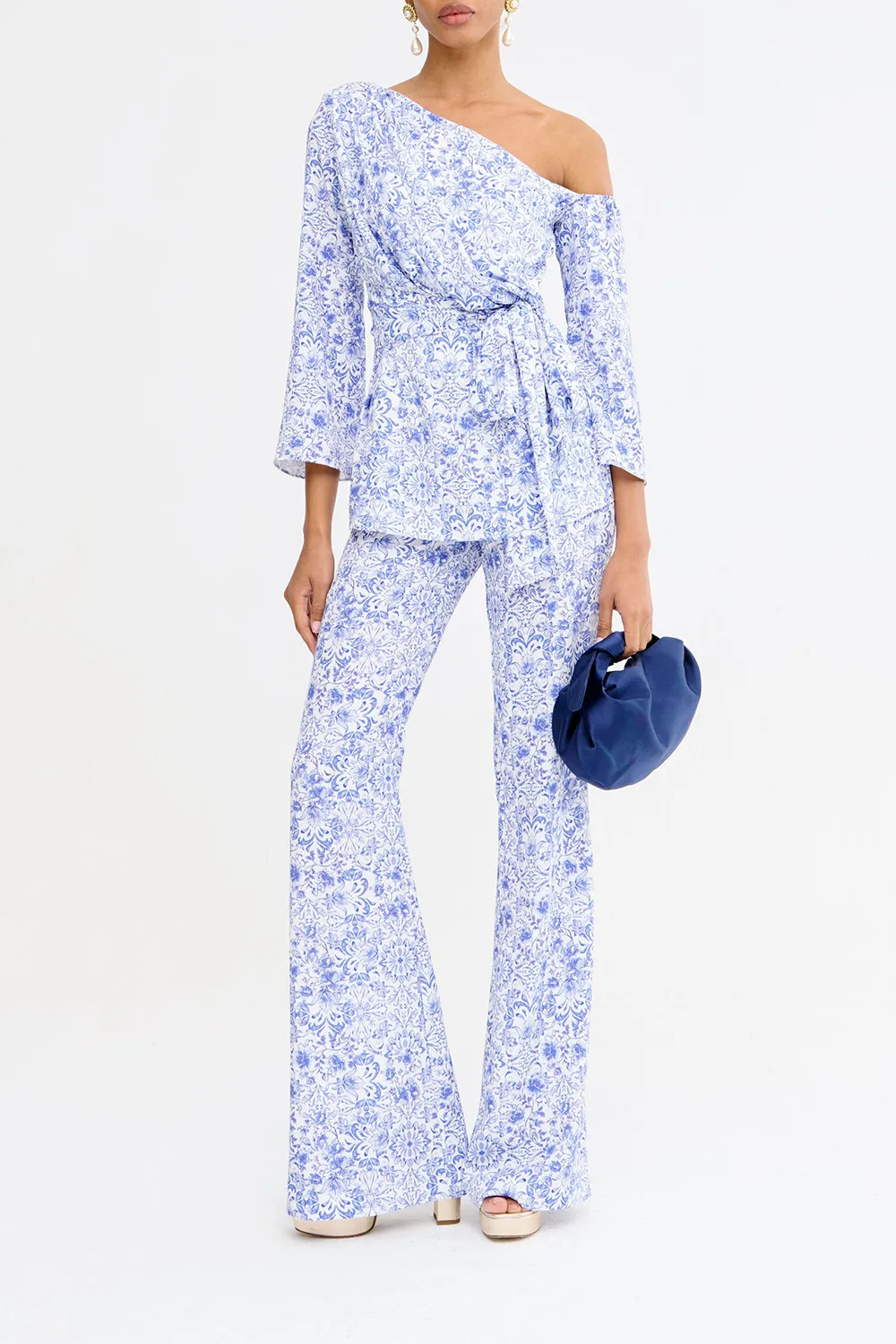 Floral Striped Design Trousers