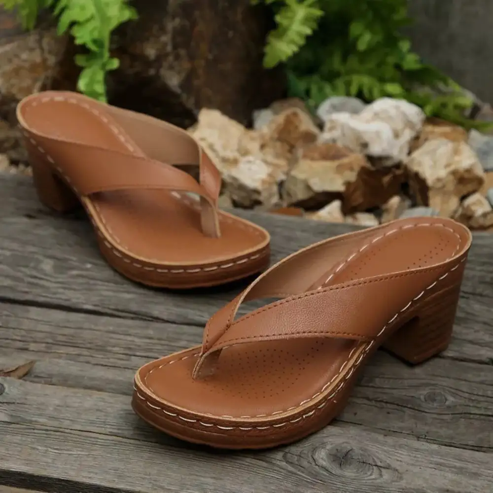 Refined Toe Post Block Heel Sandals