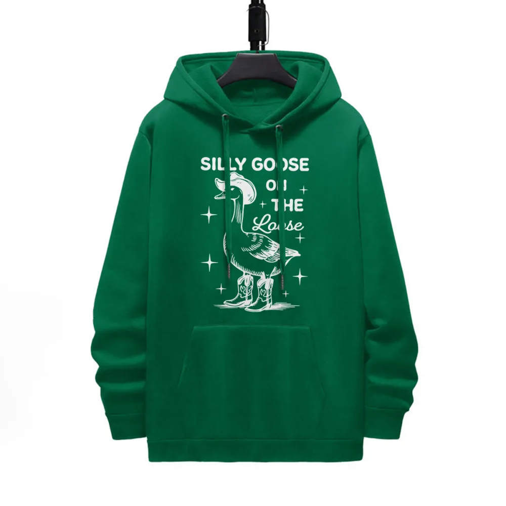 Silly Goose Pattern Printed Hoodie