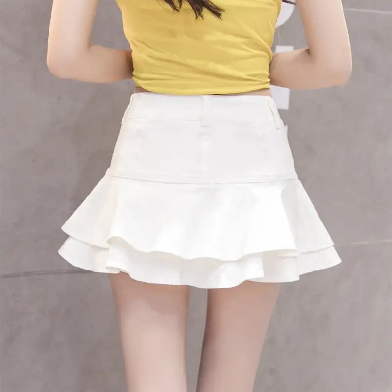 Denim Pleated Slim-Fit Skirt