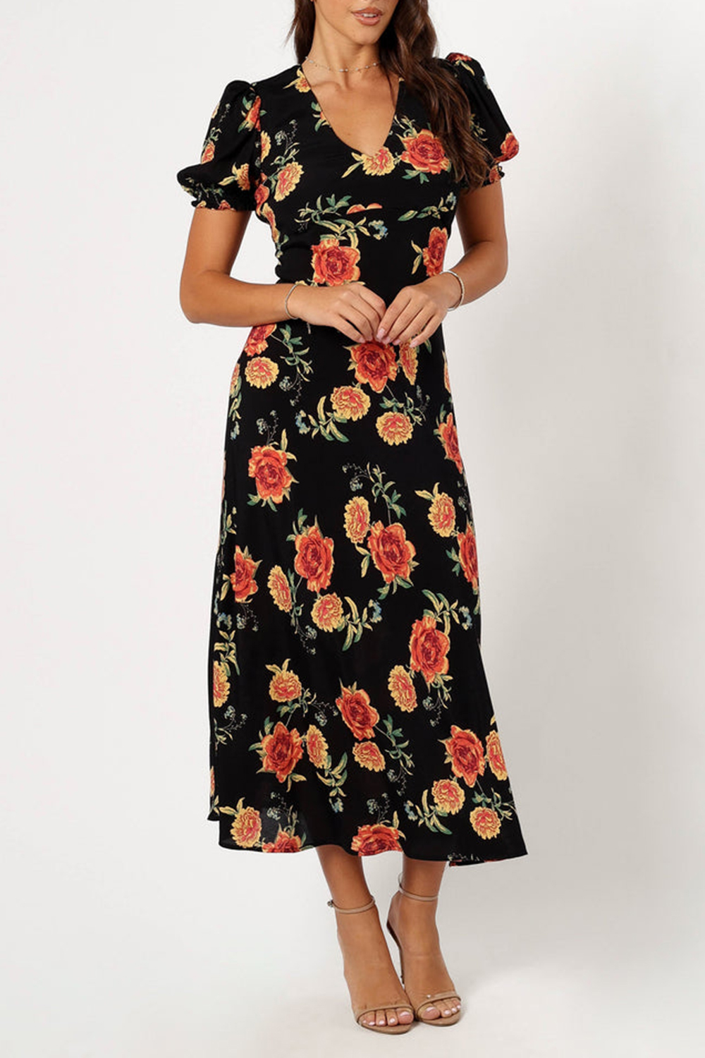 SUNSET FLORAL MIDI DRESS