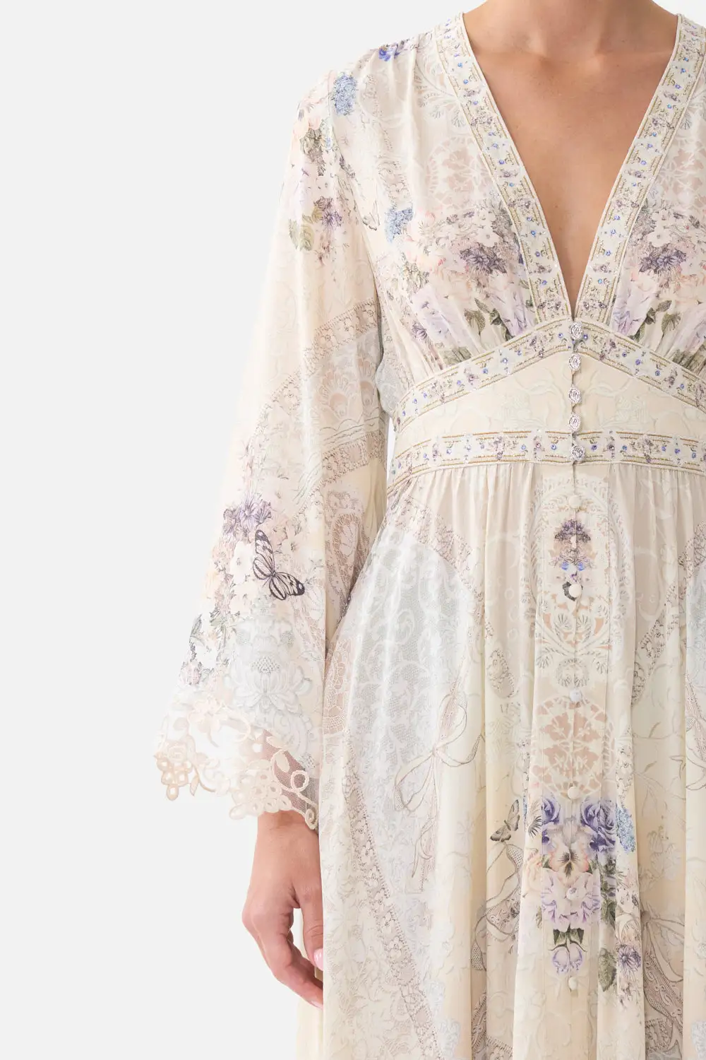 Wide Sleeve Dress with Shirring Detail