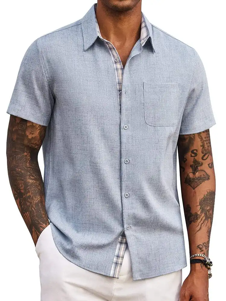 Casual Plaid Splicing Shirt