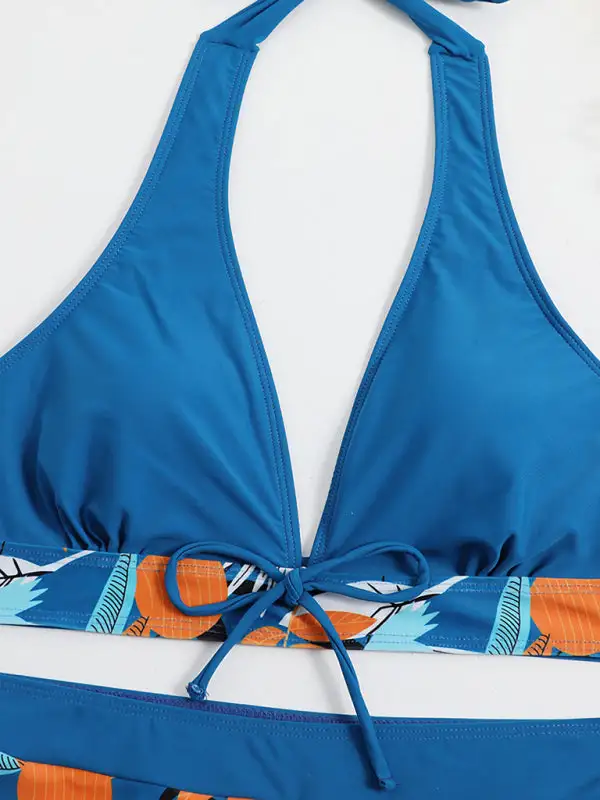 Split High Waist Boxer Ties Bikini Swim Set