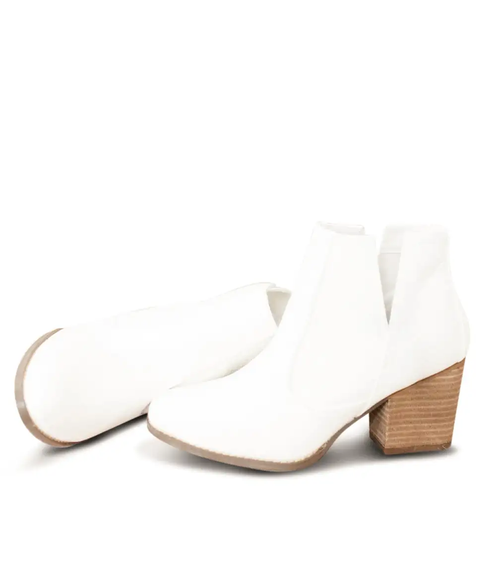 White High-Heeled Ankle Boot