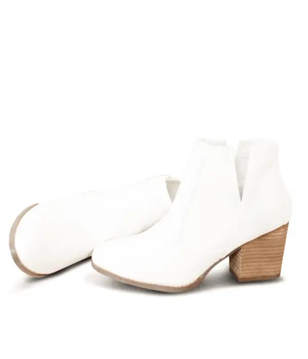 White High-Heeled Ankle Boot
