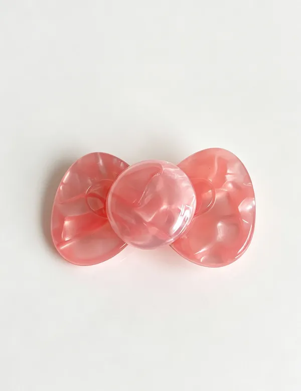 Marbled Print Bow Shape Mini Hair Clip