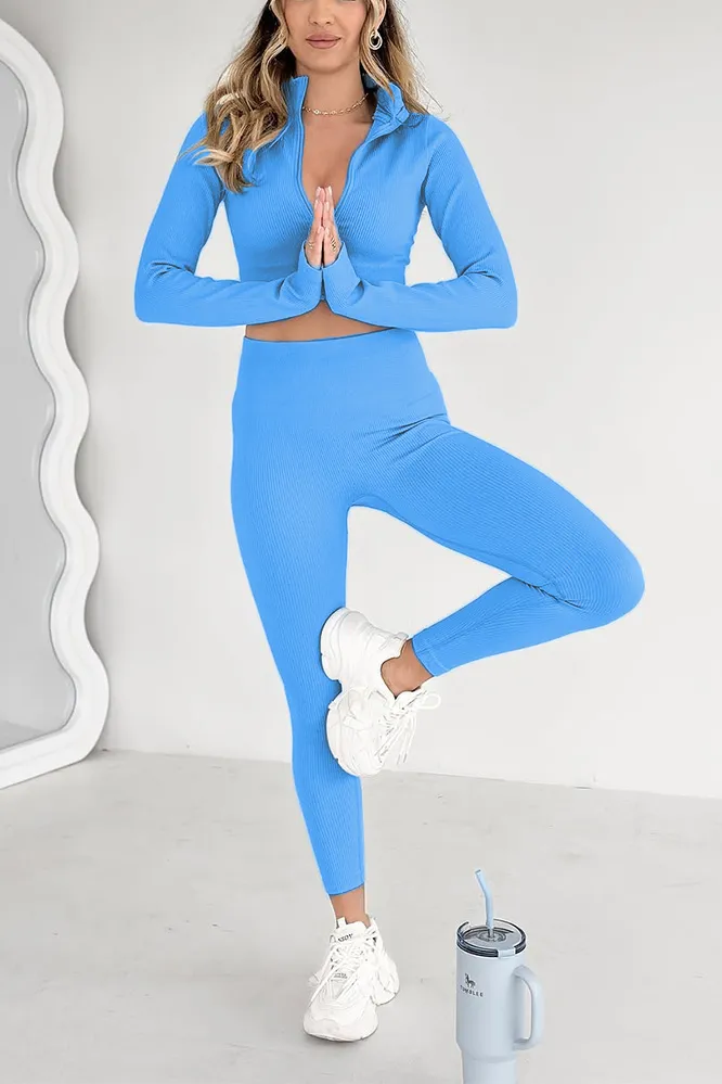 12PACK-Women's Stylish Solid Color Top and Pants Two Piece Set