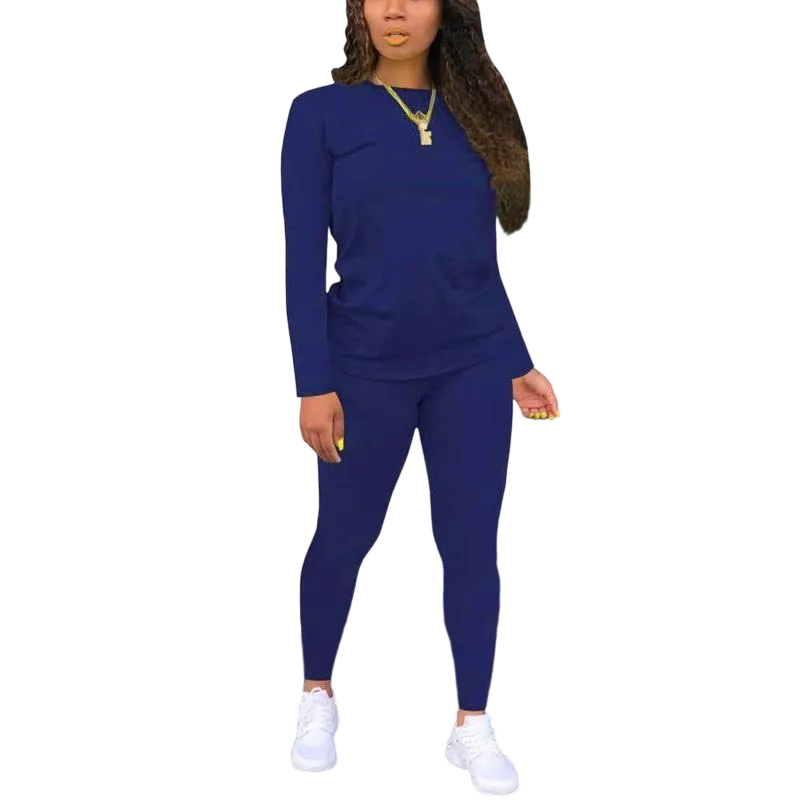 Women's Long Sleeve Tee & Elastic Waist Pants Set