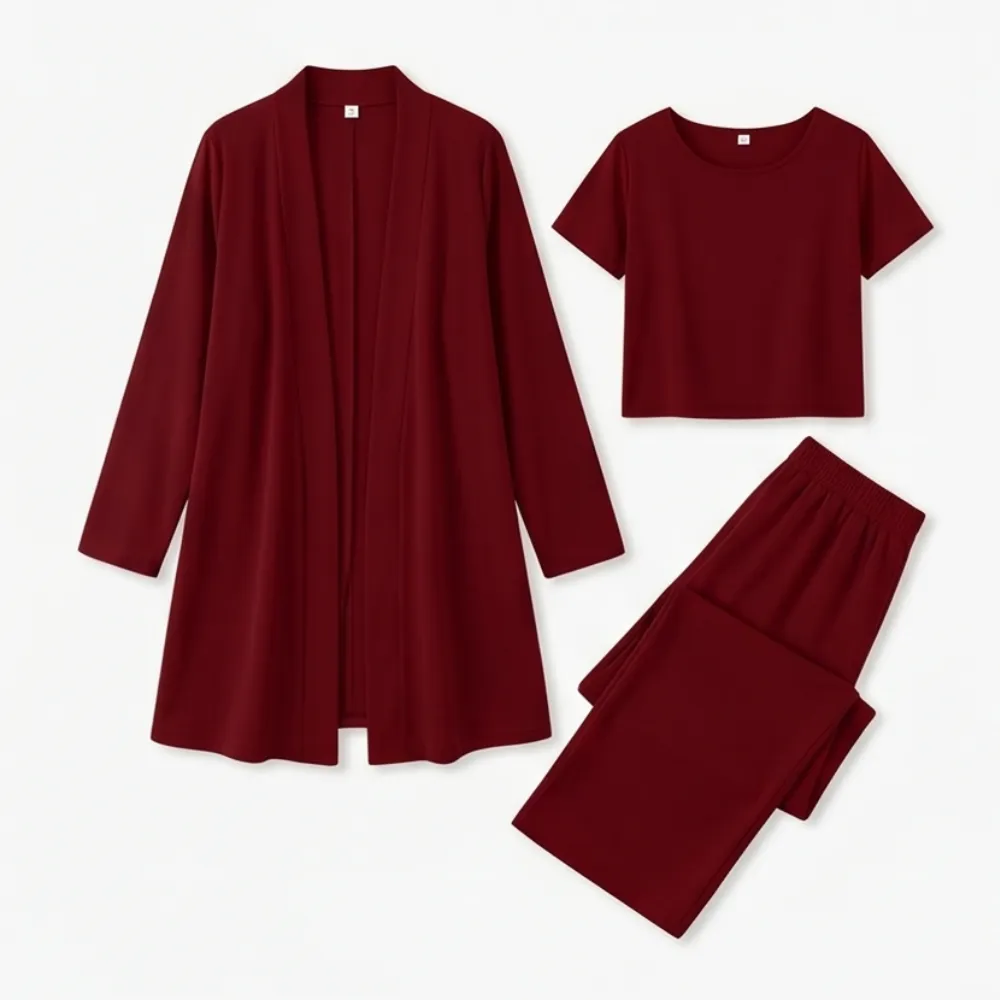 Drape Cardigan Three Piece Set