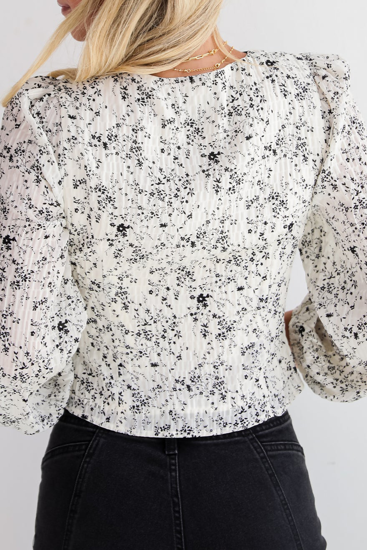 Immaculate Elegance Cream Floral Blouse