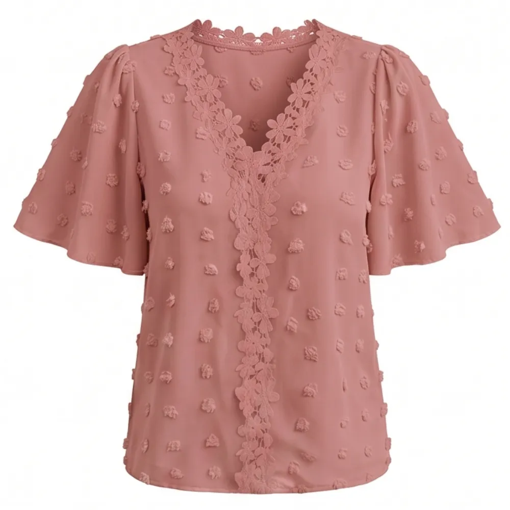 Crochet Lace V Neck Blouse