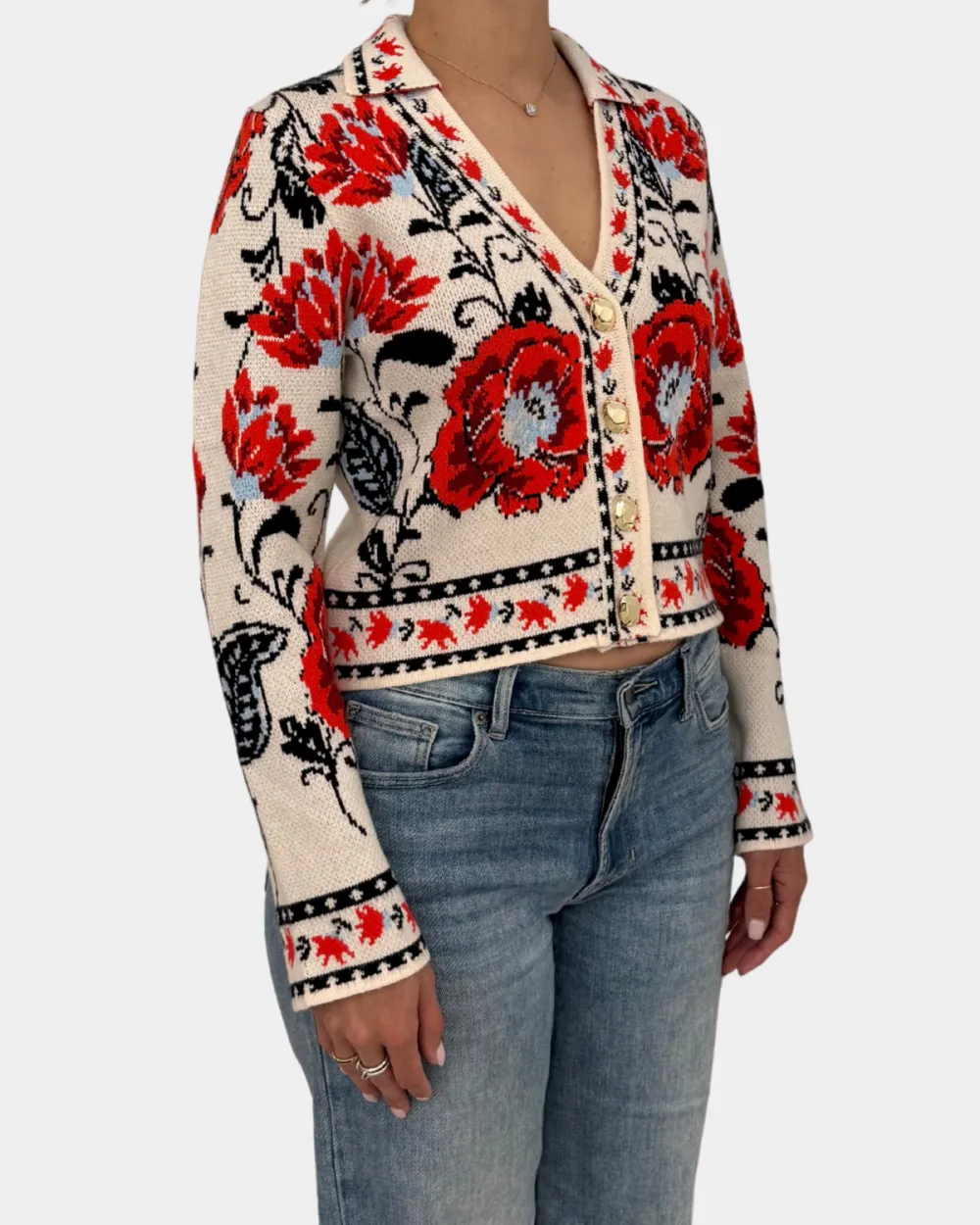 Floral V-Neck Cardigan