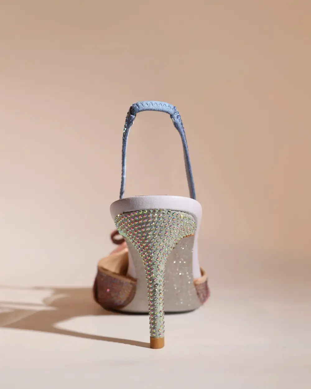Bow Rhinestone Slingback Pumps in Champagne