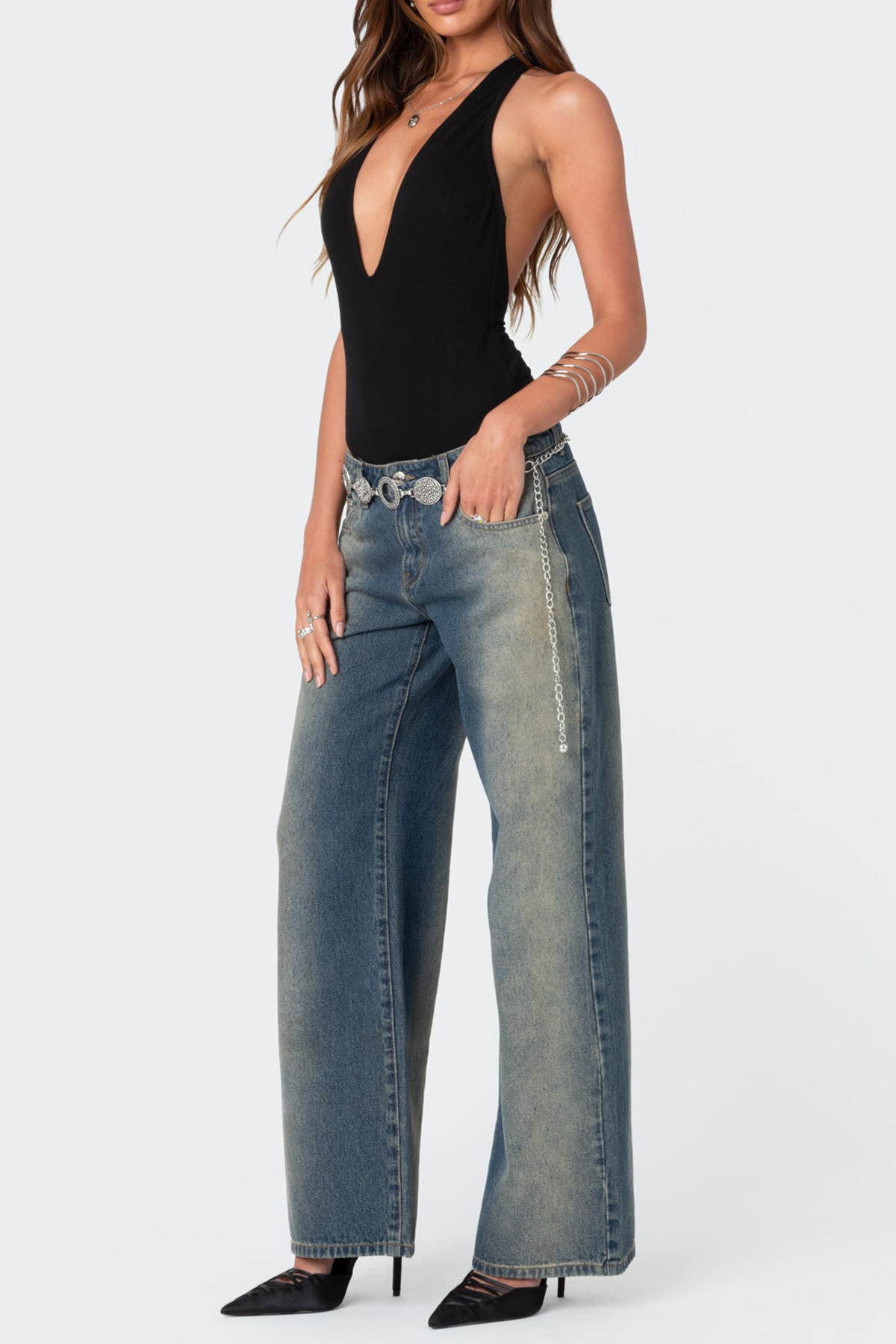 Deep V Backless Bodysuit