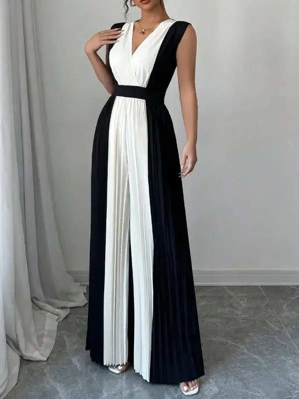 Hoog Getailleerde Losse Jumpsuits Met Contrasterende Kleuren En