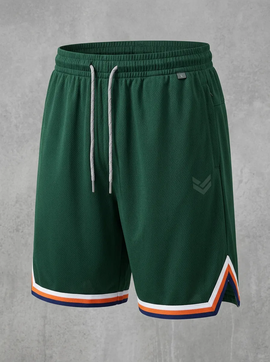 Sporty Striped Detail Set Men's Basketball Shorts