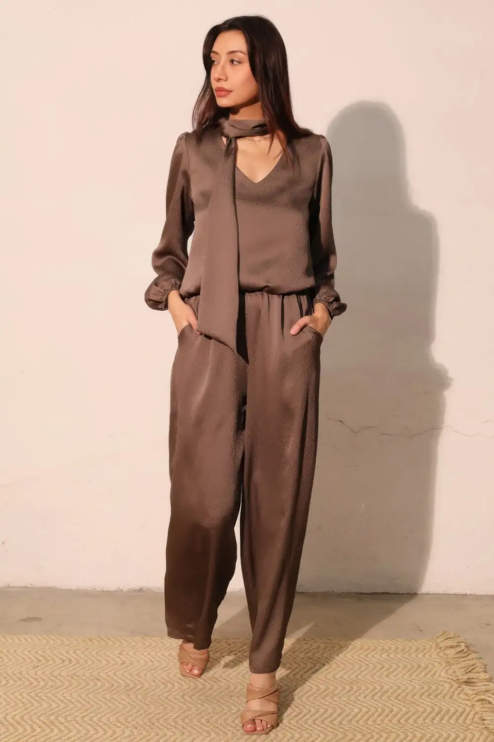 Hammered Satin Pocket Pants