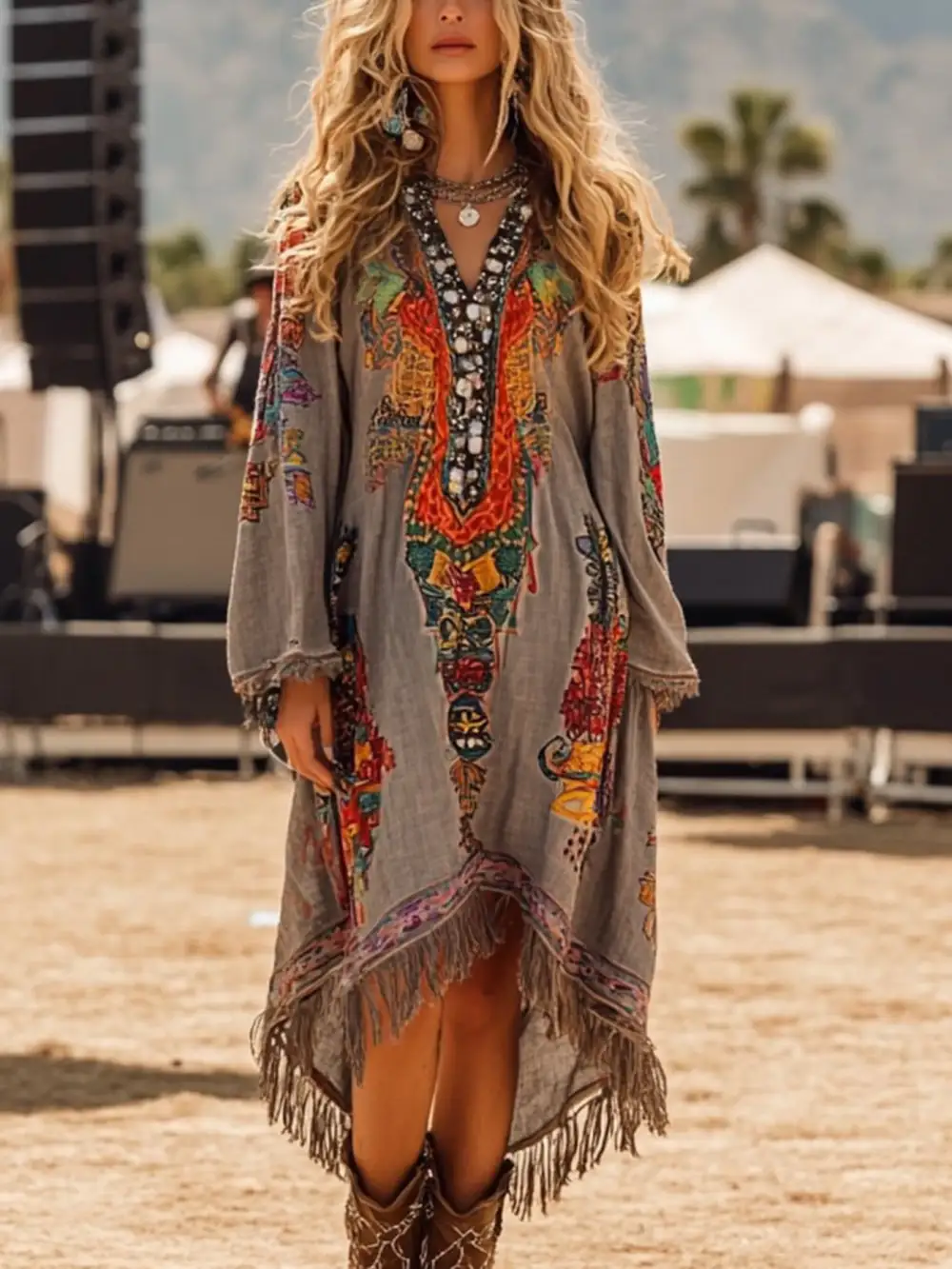 Polished Detail Long Sleeve Dress