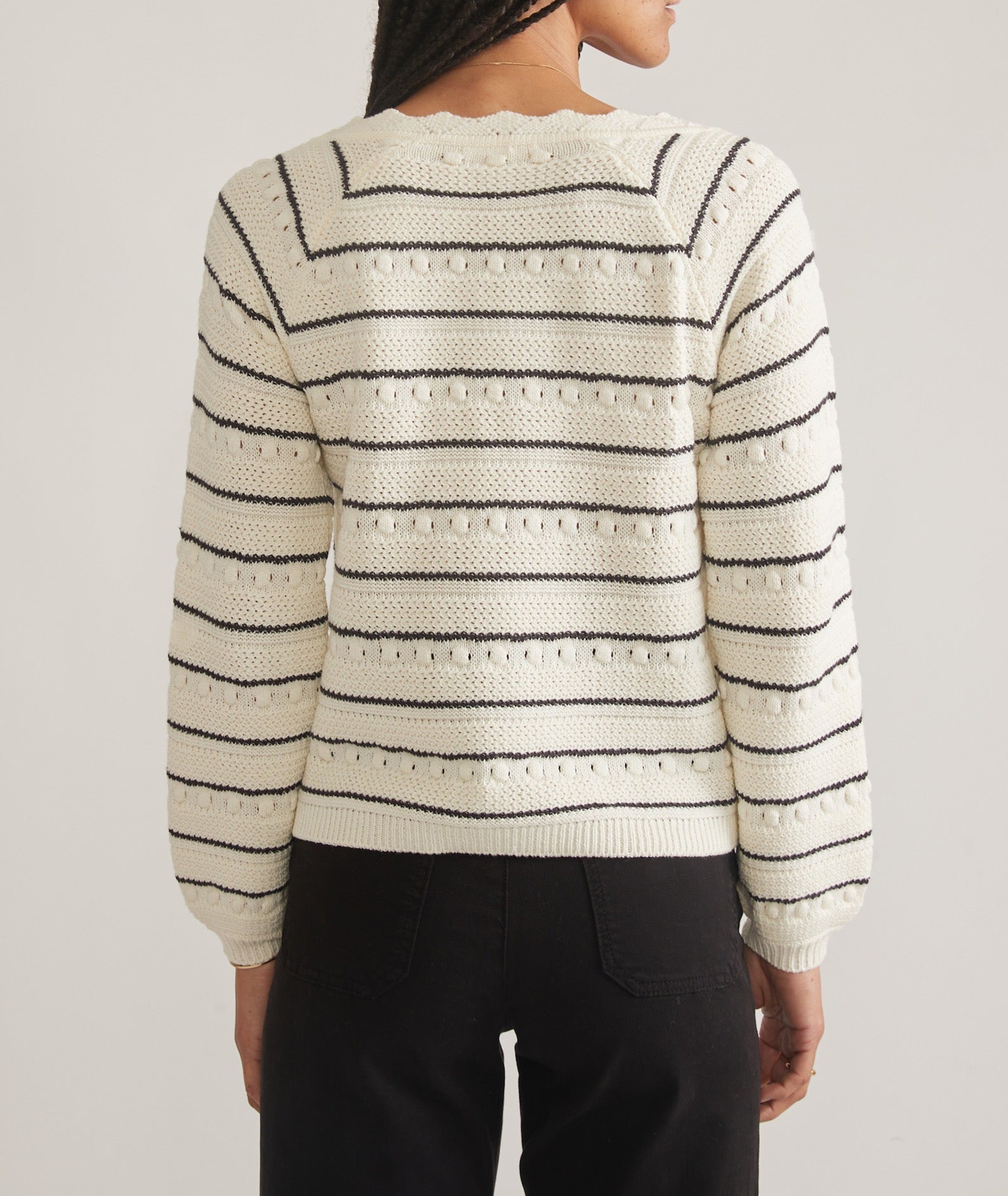 Scalloped Edge Striped Knit Top