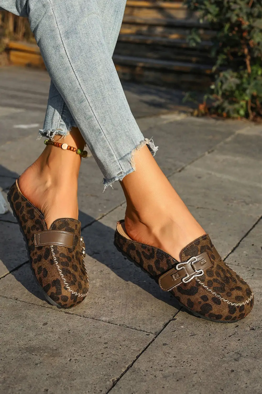 Faux Suede Buckle Mule Sandals