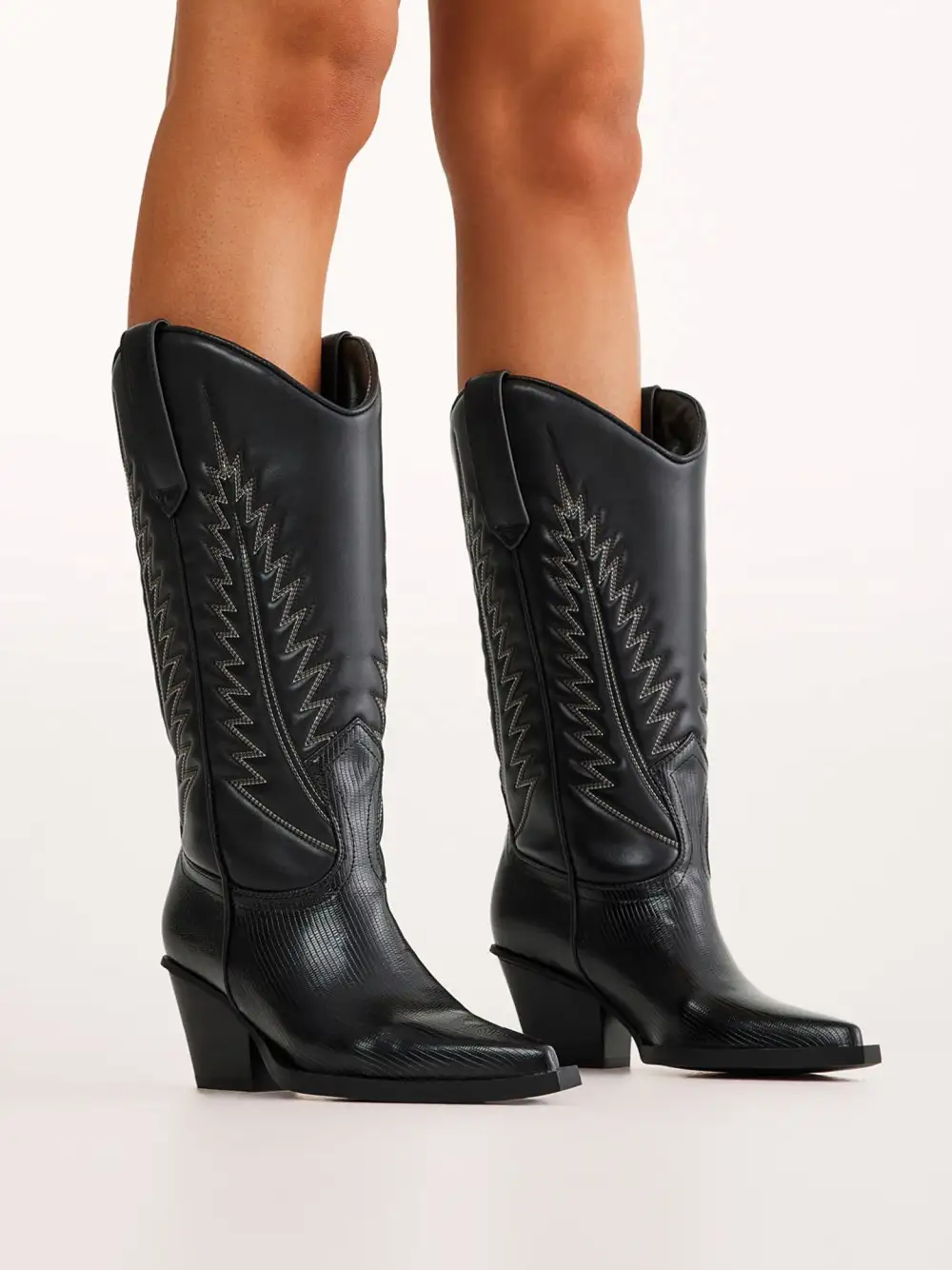 Classic Western Cowboy Pointed-Toe Knee-High Boots