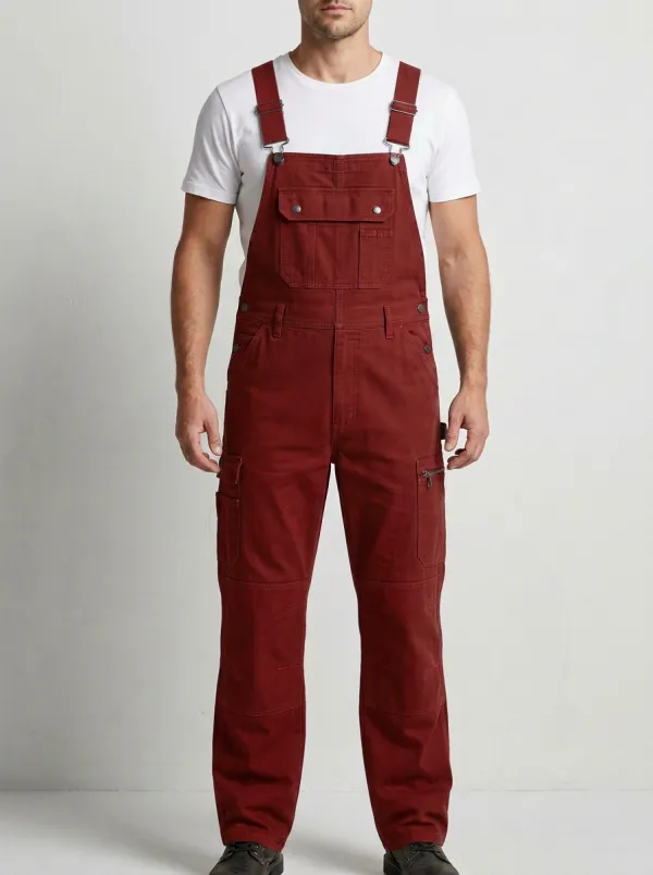 Men's Sport Inspired Multi-Pocket Bib Work Overalls