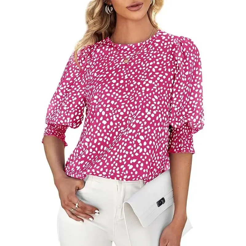 Women's Polka Dot 3/4 Sleeve Blouse