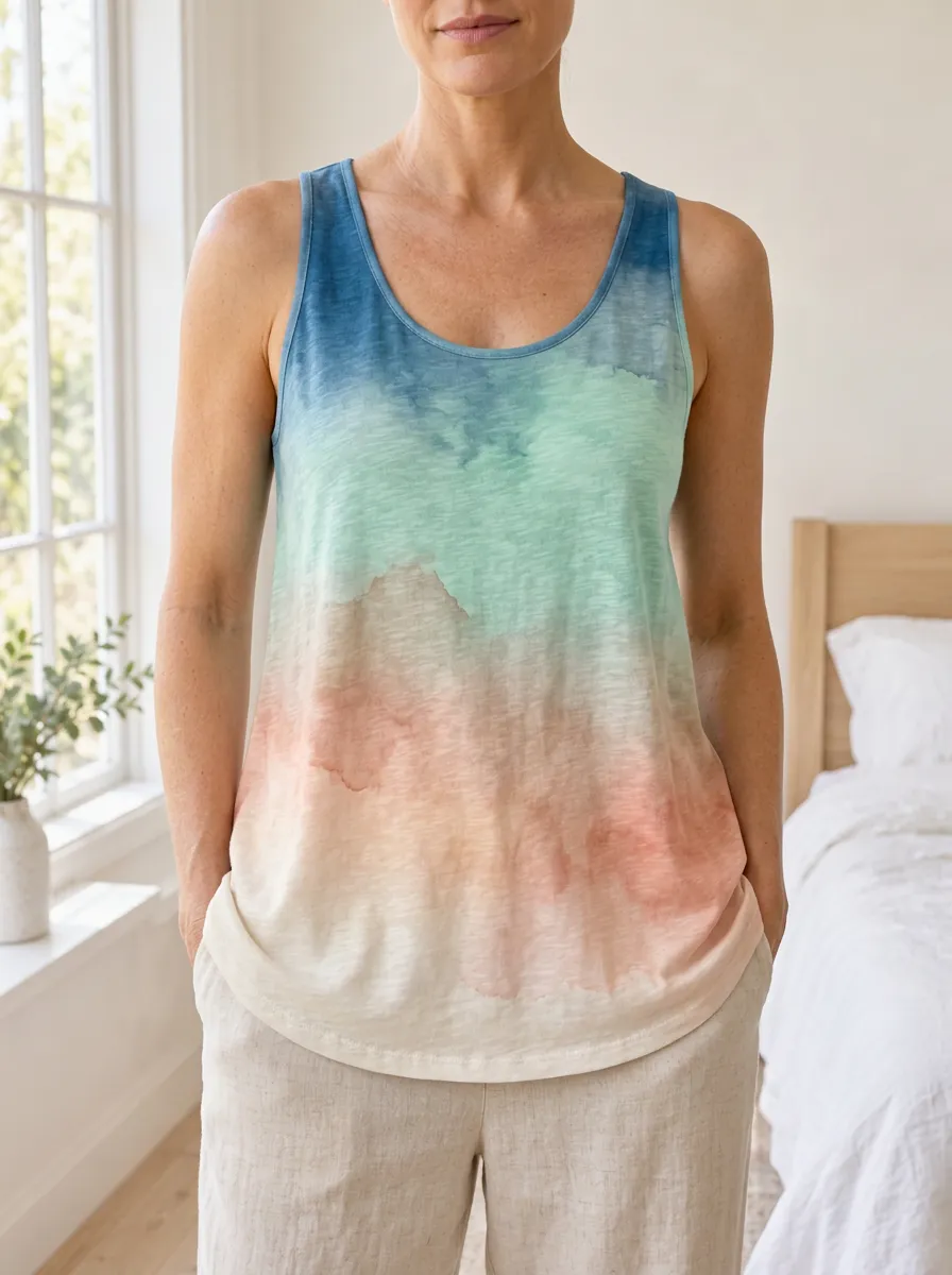 Women's Watercolor Gradient Printed Tank Top
