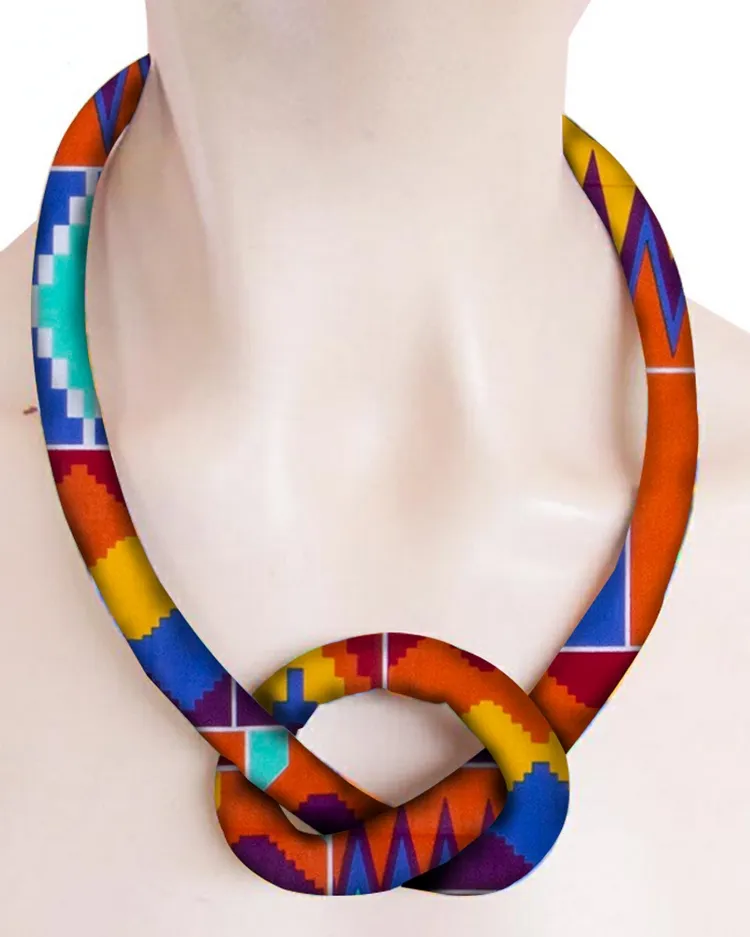 Handmade Ankara Print Cotton Cord Necklace