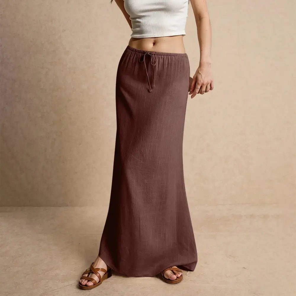Satin A-Line Drawstring Skirt
