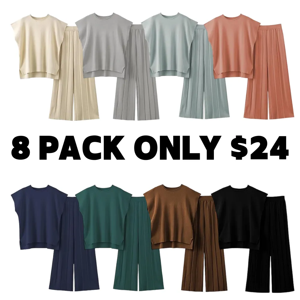 Women's Sweater Set 2 Piece Lounge Set Knit Pullover Tops Vest Pants Outfits