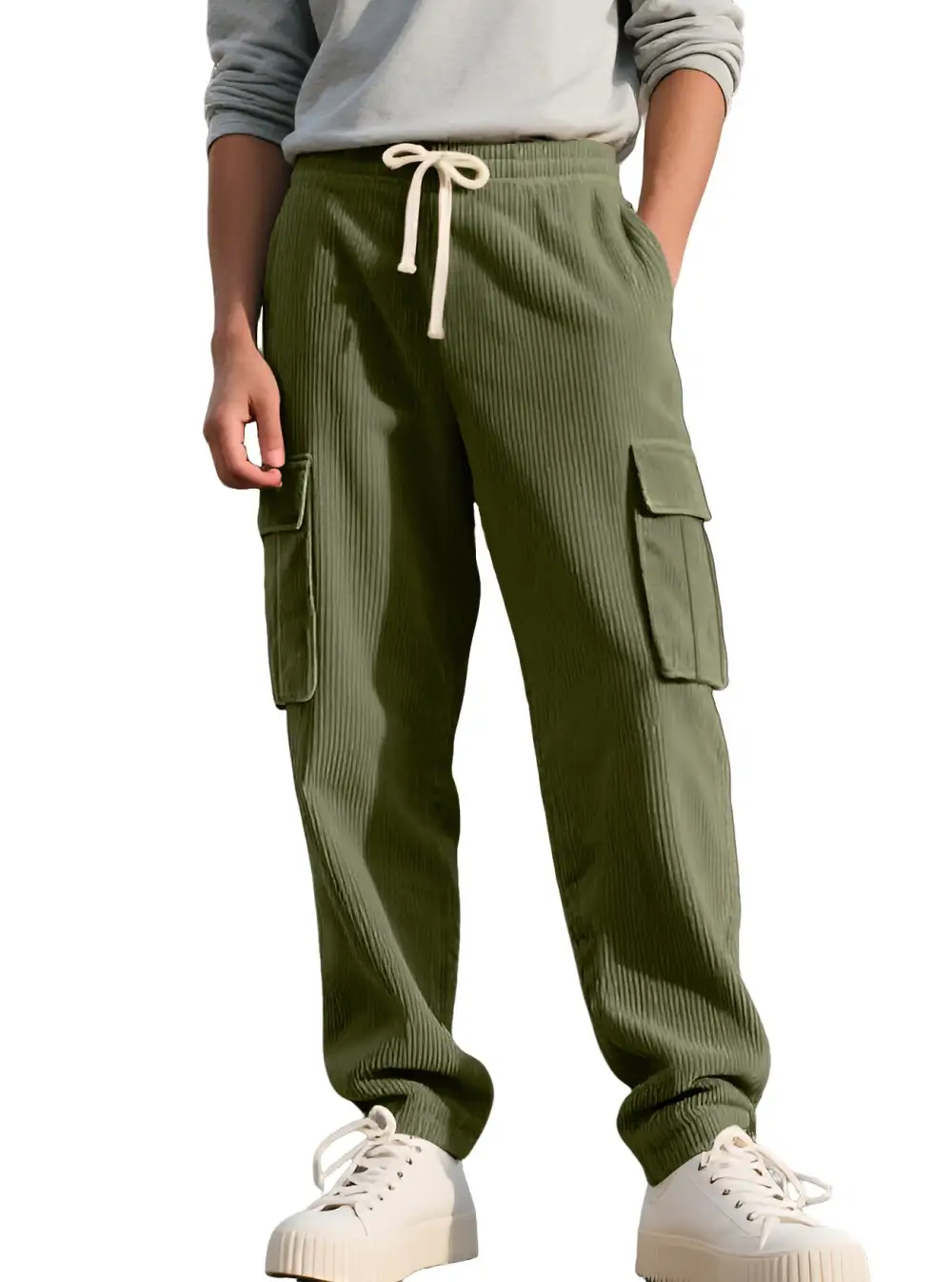 Men's Casual Utility Cargo Waistband Pockets Cargo Pants