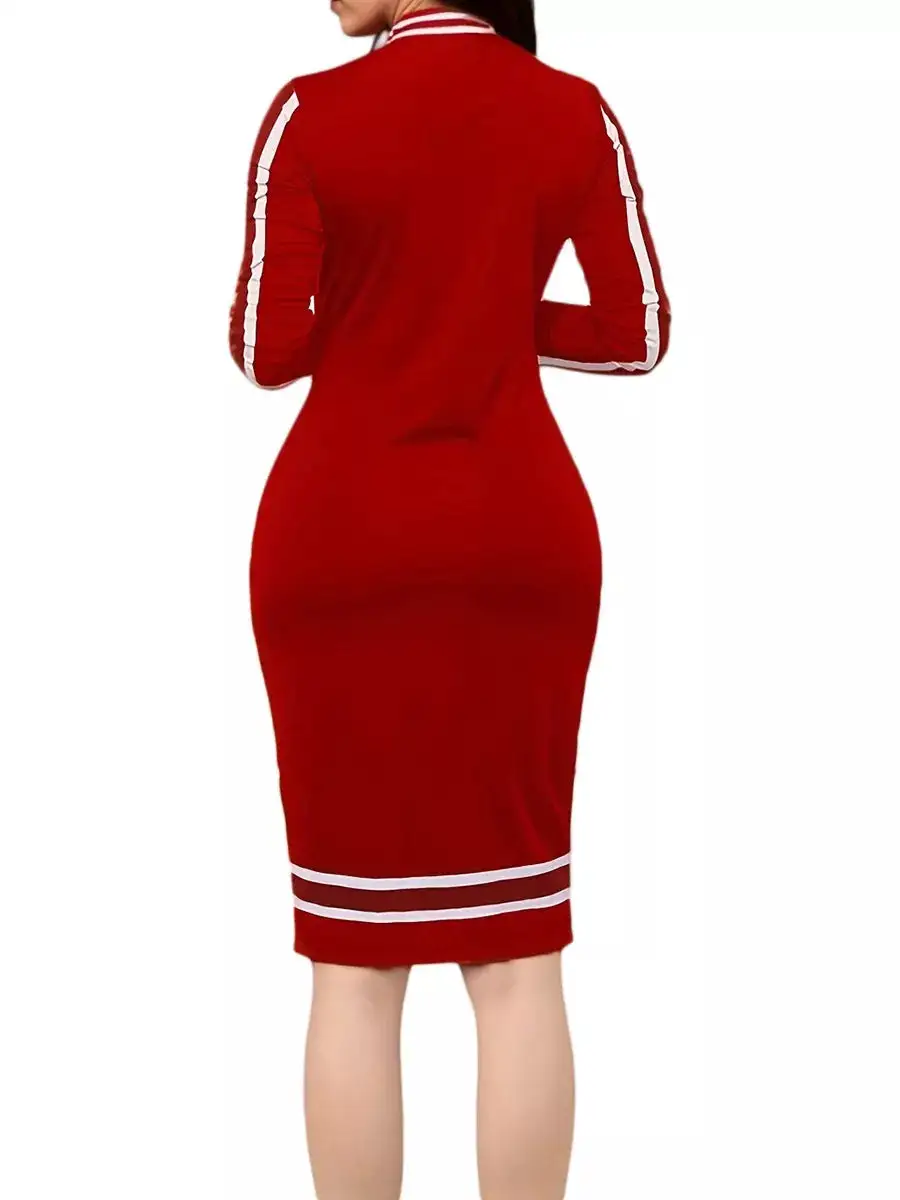 Lightweight Feel Striped Long Sleeve Dress