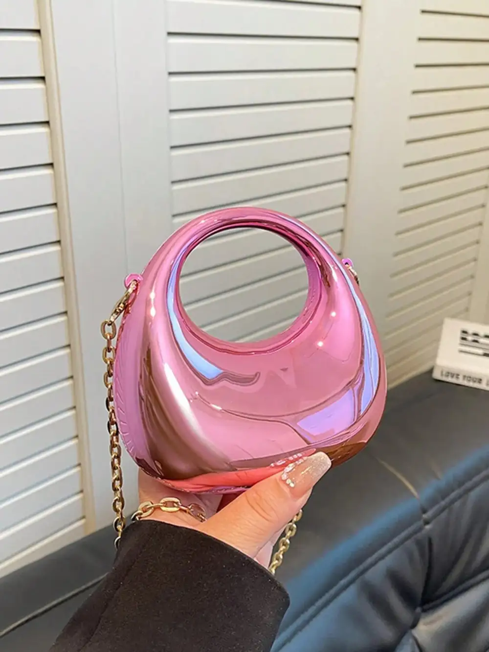 Kiss Lock Acrylic Crescent Box Handbag