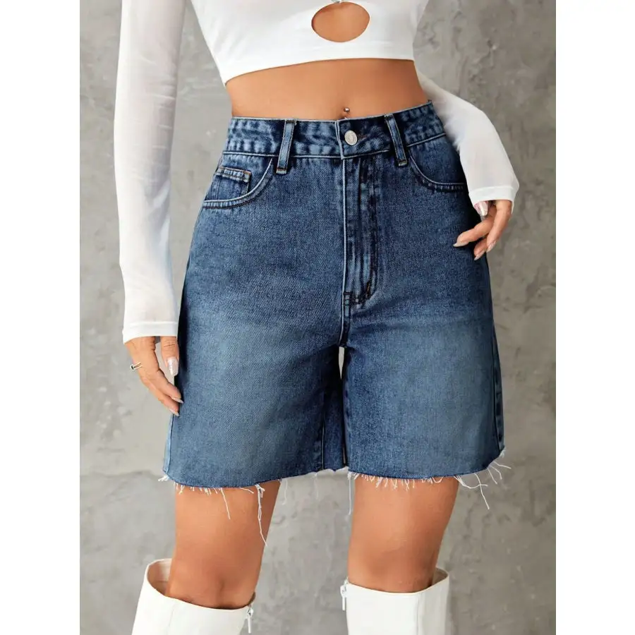 Frayed Hem Denim Shorts