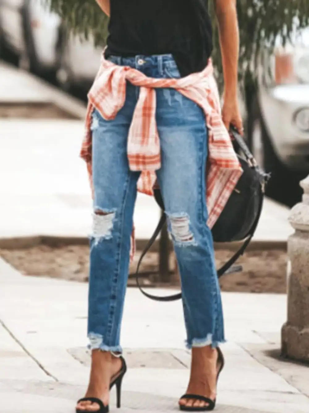 Clean Distressed Denim Jeans
